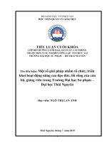 Một số giải pháp nhằm tổ chức, triển khai hoạt động nâng cao đạo đức, lối sống của cán bộ, giảng viên trong Trường Đại học Sư phạm  Đại học Thái Nguyên.