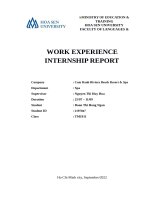 (TIỂU LUẬN) WORK EXPERIENCE INTERNSHIP REPORT cam ranh riviera beach resort  spa 