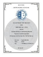 (TIỂU LUẬN) vận dụng nội dung và ý nghĩa phương pháp luận nguyên lý về mối liên hệ phổ biến để lý giải một vấn đề của thực tiễn ở việt nam hiện nay  