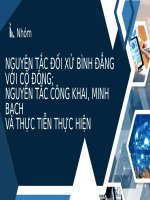Slide thuyết trình nguyên tắc đối xử công bằng với cổ đông và nguyên tắc công bố thông tin và minh bạch trong pháp luật Việt Nam và thực thi trên thực tế