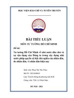 Tư tưởng hồ chí minh về nhà nước dân chủ và sự vận dụng của đảng ta trong xây dựng nhà nước pháp quyền xã hội chủ nghĩa của nhân dân, do nhân dân, vì nhân dân hiện nay 