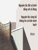 Nguyên tắc đối xử bình đẳng với cổ đông, nguyên tắc công bố thông tin và tính minh bạch