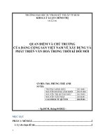 QUAN điểm và CHỦ TRƯƠNG của ĐẢNG CỘNG sản VIỆT NAM về xây DỰNG và PHÁT TRIỂN văn HOÁ TRONG THỜI kì đổi mới 