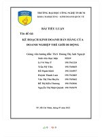 TIỂU LUẬN tên đề tài kế HOẠCH KINH DOANH bán HÀNG của DOANH NGHIỆP THẾ GIỚI DI ĐỘNG 
