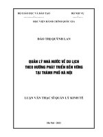 Luận văn Thạc sĩ Quản lý Nhà nước về Du lịch theo hướng phát triển bền vững tại thành phố Hà Nội