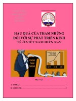 HẬU QUẢ của THAM NHŨNG đối với sự PHÁT TRIỂN KINH tế ở VIỆT NAM HIỆN NAY 