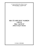 BỘ câu hỏi TRẮC NGHIỆM lớp 10 môn  LỊCH sử 