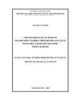 LUẬN văn THẠC sĩ HAY chuyển dịch cơ cấu kinh tế ngành nông nghiệp theo hướng sản xuất hàng hóa tại huyện trà lĩnh, tỉnh cao bằng 