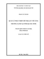 (LUẬN án TIẾN sĩ) quản lý phát triển đô thị gắn với tăng trưởng xanh tại tỉnh quảng ninh 