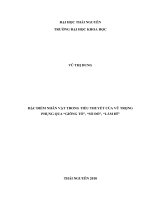 LUẬN văn THẠC sĩ HAY đặc điểm nhân vật trong tiểu thuyết của vũ trọng phụng qua giông tố, số đỏ, làm đĩ 
