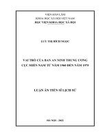 (LUẬN án TIẾN sĩ) vai trò của ban an ninh trung ương cục miền nam từ năm 1960 đến năm 1975 