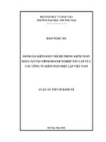(LUẬN án TIẾN sĩ) đánh giá kiểm soát nội bộ trong kiểm toán báo cáo tài chính doanh nghiệp xây lắp của các công ty kiểm toán độc lập việt nam  
