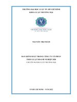 Ban kiểm soát trong công ty cổ phần theo luật doanh nghiệp 2020 