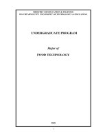 UNDER GRADUATE PROGRAM Major of FOOD TECHNOLOGY