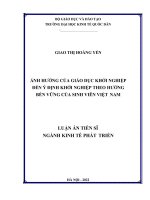 Ảnh hưởng của giáo dục khởi nghiệp đến ý định khởi nghiệp theo hướng bền vững của sinh viên việt nam