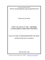LUẬN văn THẠC sĩ HAY công tác quản lý thu   chi bảo hiểm xã hội tại bảo hiểm xã hội tỉnh vĩnh phúc 
