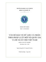 Vấn đề bảo vệ dữ liệu cá nhân theo pháp luật một số quốc gia và đề xuất cho việt nam 