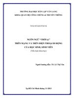 Tiểu luận Quan hệ công chúng và Truyền thông: Ngôn ngữ “thời ” trên mạng và trên điện thoại di động của học sinh, sinh viên