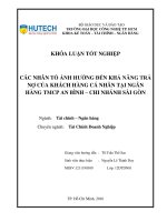 LUẬN văn THẠC sĩ HAY các nhân tố ảnh hưởng đến khả năng trả nợ của khách hàng cá nhân tại ngân hàng TMCP an bình   chi nhánh sài gòn​ 