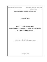 (LUẬN án TIẾN sĩ) chất lượng công tác nghiên cứu lý luận về đảng cầm quyền ở việt nam hiện nay 