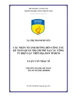 LUẬN văn THẠC sĩ HAY các nhân tố ảnh hưởng đến công tác kế toán quản trị chi phí tại các công ty điện lực trên địa bàn TP  HCM​ 