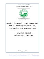 LUẬN văn THẠC sĩ HAY nghiên cứu một số yếu tố ảnh hưởng đến giá đất ở tại thị xã cửa lò, tỉnh nghệ an giai đoạn 2018 2019 