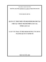 LUẬN văn THẠC sĩ HAY quản lý thuế đối với hộ kinh doanh tại chi cục thuế thành phố lào cai, tỉnh lào cai 