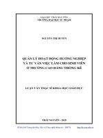 LUẬN văn THẠC sĩ HAY quản lý hoạt động hướng nghiệp và tư vấn việc làm cho sinh viên ở trường cao đẳng thống kê 