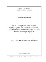 LUẬN văn THẠC sĩ HAY quản lý hoạt động bồi dưỡng nghiệp vụ cho đội ngũ cán bộ văn hóa các xã, phường thành phố thái nguyên trong giai đoạn hiện nay​ 