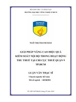 LUẬN văn THẠC sĩ HAY giải pháp nâng cao hiệu quả kiểm soát nội bộ trong hoạt động thu thuế tại chi cục thuế quận 9 TP HCM​ 