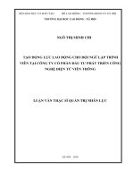 Luận văn Thạc sĩ Quản trị nhân lực: Tạo động lực lao động cho đội ngũ lập trình viên tại Công ty Cổ phần Đầu tư phát triển Công nghệ điện tử viễn thông