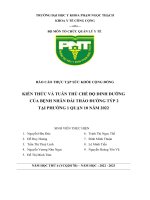 KIẾN THỨC và TUÂN THỦ CHẾ độ DINH DƯỠNG của BỆNH NHÂN đái THÁO ĐƯỜNG týp 2 tại PHƯỜNG 1 QUẬN 10 năm 2022 