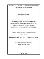 LUẬN văn THẠC sĩ HAY nghiên cứu vai trò và sự tham gia của các bên liên quan trong công tác phòng cháy, chữa cháy rừng ở thành phố đồng hới, tỉnh quảng bình​ 
