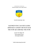 LUẬN văn THẠC sĩ HAY giải pháp nâng cao chất lượng kiểm soát cam kết chi ngân sách nhà nước qua kho bạc nhà nước​ 