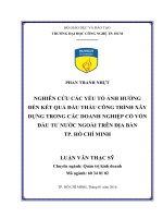 LUẬN văn THẠC sĩ HAY nghiên cứu các yếu tố ảnh hưởng đến kết quả đấu thầu công trình xây dựng trong các doanh nghiệp có vốn đầu tư nước ngoài trên địa bàn tp HCM 