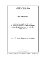 LUẬN văn THẠC sĩ HAY quản lý bồi dưỡng năng lực tổ chức hoạt động trải nghiệm cho giáo viên tiểu học huyện bảo yên, tỉnh 