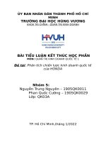 MÔN QUẢN TRỊ KINH DOANH QUỐC tế 1 đề tài phân tích chiến lược kinh doanh quốc tế của HONDA 