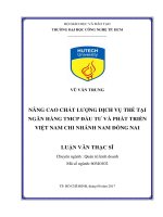 LUẬN văn THẠC sĩ HAY nâng cao chất lượng dịch vụ thẻ tại ngân hàng đầu tư và phát triển việt nam  chi nhánh nam đồng nai 