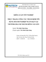 LUẬN văn THẠC sĩ HAY thực trạng công tác thẩm định tín dụng doanh nghiệp ngắn hạn tại vietinbank   chi nhánh đông sài gòn​ 