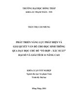 PHÁT TRIỂN NĂNG LỰC PHÁT HIỆN VÀ GIẢI QUYẾT VẤN ĐỀ CHO HỌC SINH THÔNG QUA DẠY HỌC CHỦ ĐỀ “TỔ HỢP – XÁC SUẤT” ĐẠI SỐ VÀ GIẢI TÍCH 11 NÂNG CAO