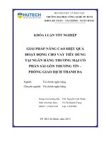 LUẬN văn THẠC sĩ HAY giải pháp nâng cao hiệu quả hoạt động cho vay tiêu dùng tại ngân hàng thương mại cổ phần sài gòn thương tín   phòng giao dịch thanh đa​ 