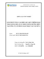 LUẬN văn THẠC sĩ HAY giải pháp nâng cao hiệu quả quy trình giao nhận hàng hóa xuất khẩu bằng đường biển tại công ty cổ phần giao nhận vận tải mỹ á​ 