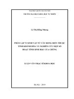LUẬN văn THẠC sĩ HAY phân lập vi sinh vật từ cây rong biển thuộc tỉnh khánh hòa và nghiên cứu một số hoạt tính sinh học của chúng​ 