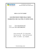 LUẬN văn THẠC sĩ HAY giải pháp hoàn thiện hoạt động marketing mix tại công ty siwin tour​ 