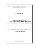 LUẬN văn THẠC sĩ HAY quản lý rủi ro tín dụng tại ngân hàng nông nghiệp và phát triển nông thôn việt nam   chi nhánh tỉnh bắc kạn​ 