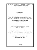 LUẬN văn THẠC sĩ HAY đánh giá mức độ biến động và đề xuất giải pháp quản lý hiệu quả chất lượng nước sông thương đoạn chảy qua địa bàn tỉnh lạng sơn​ 