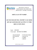LUẬN văn THẠC sĩ HAY kế toán doanh thu, chi phí và xác định kết quả kinh doanh tại công ty TNHH điện cơ tiến phát​ 