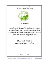 LUẬN văn THẠC sĩ HAY nghiên cứu ảnh hưởng của hoạt động khai thác đá vôi trắng đến môi trường tại một số mỏ trên địa bàn huyện lục yên, tỉnh yên bái giai đoạn 2018 2019​ 