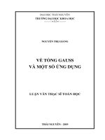 LUẬN văn THẠC sĩ HAY về tổng gauss và một số ứng dụng 