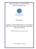 Nghĩa vụ và trách nhiệm pháp lý của người đại diện phần vốn nhà nước tại doanh nghiệp theo pháp luật việt nam 